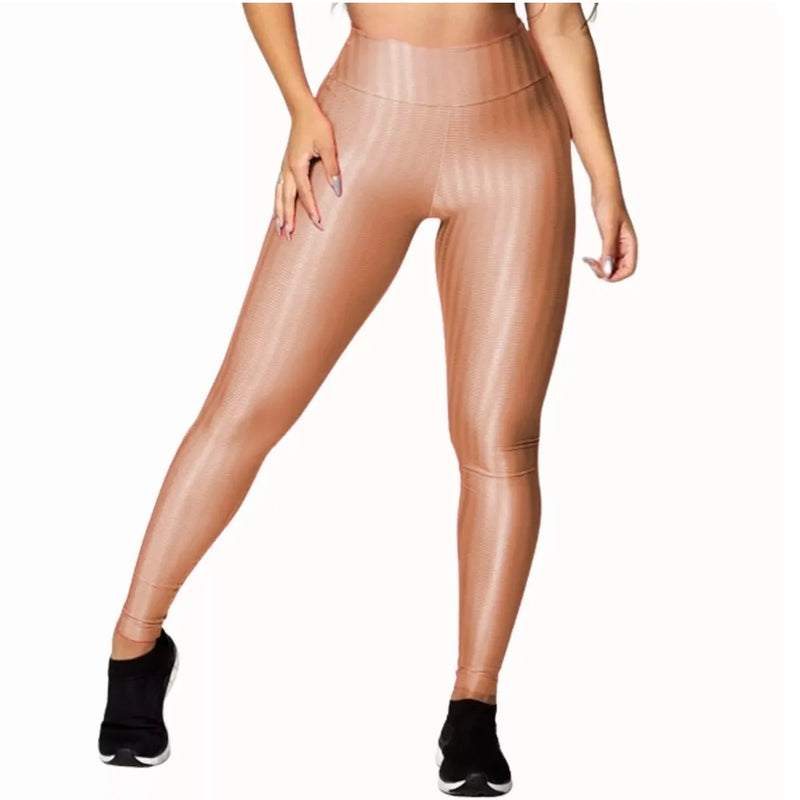 Calça Leg Feminina em Poliamida 3D – Cós Alto 8cm