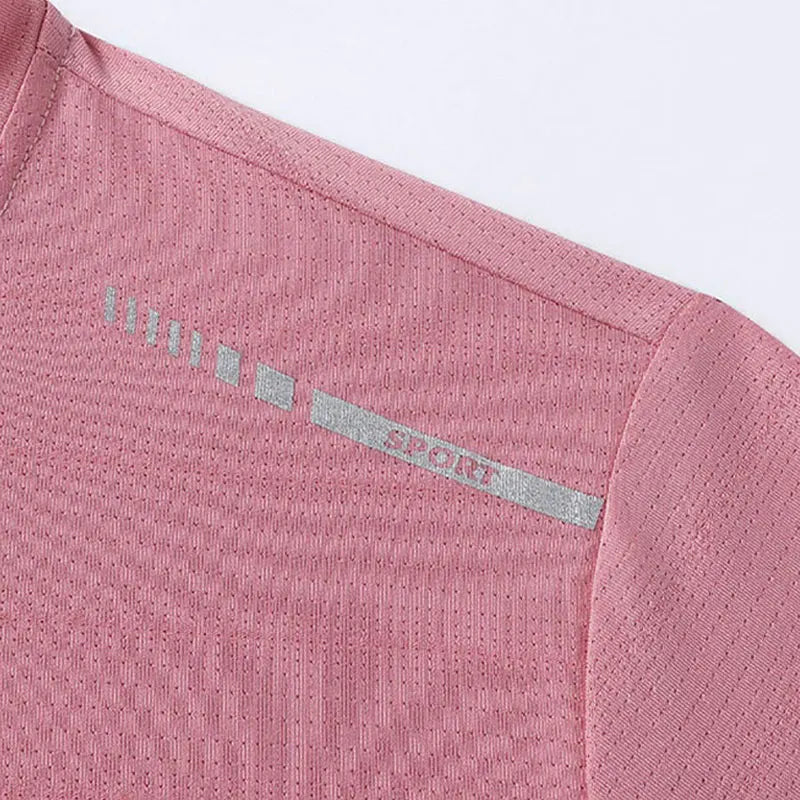 Camiseta Feminina de Corrida – Reflexiva, Elástica, Respirável, de Secagem Rápida com Ice Silk, Manga Curta para o Verão