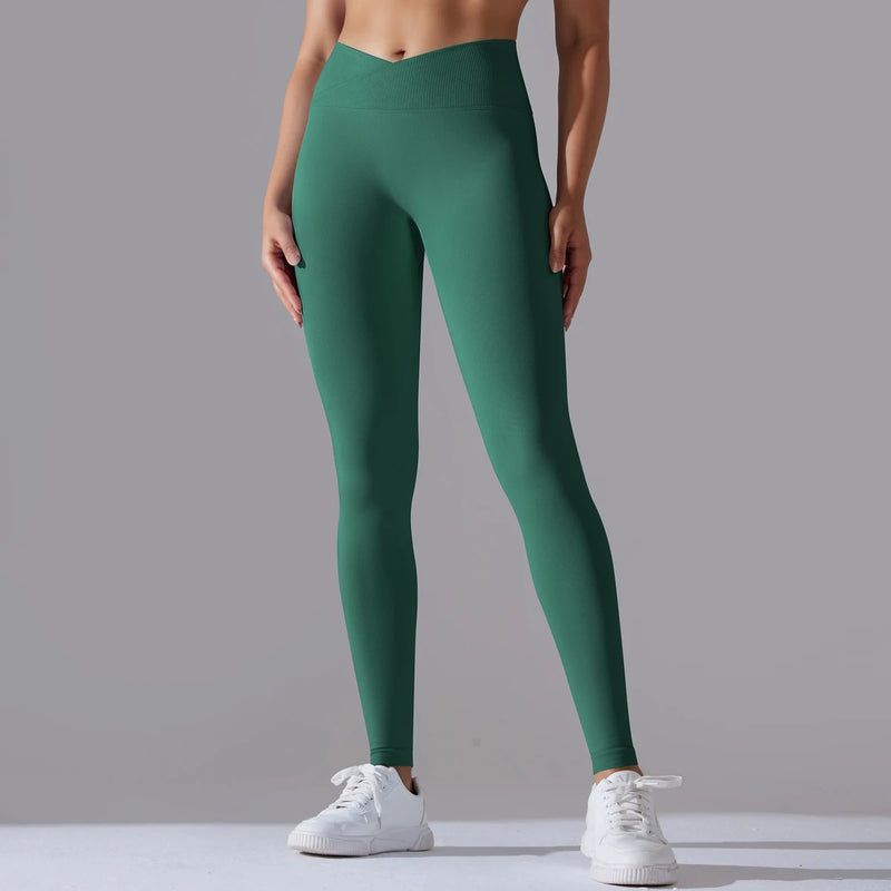 Calça Leg Feminina Cintura Alta Crossover – Sem Costura, Levanta Bumbum, Academia, Yoga e Corrida