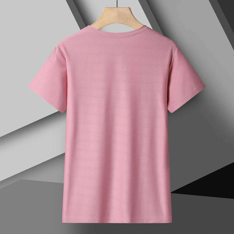 Camiseta Feminina de Corrida – Reflexiva, Elástica, Respirável, de Secagem Rápida com Ice Silk, Manga Curta para o Verão