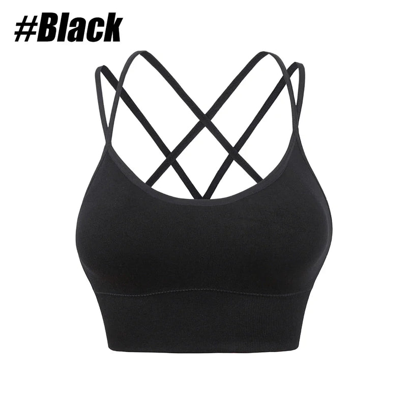 Top Esportivo Feminino Strappy – Fitness, Yoga, Corrida, Estilo Cruzado e Respirável