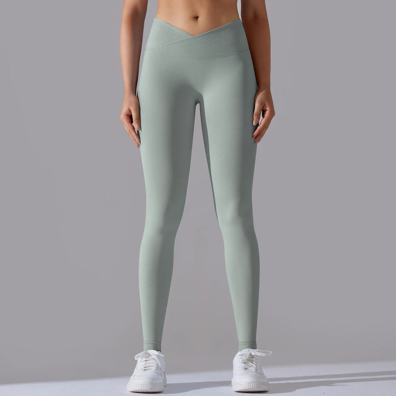 Calça Leg Feminina Cintura Alta Crossover – Sem Costura, Levanta Bumbum, Academia, Yoga e Corrida